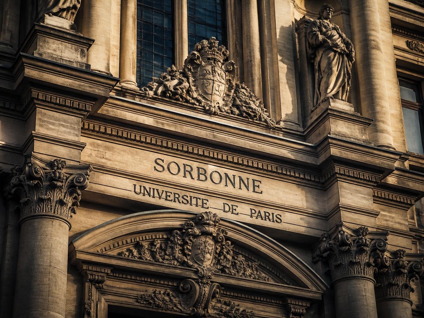 Fachada clássica da Sorbonne, universidade pública francesa